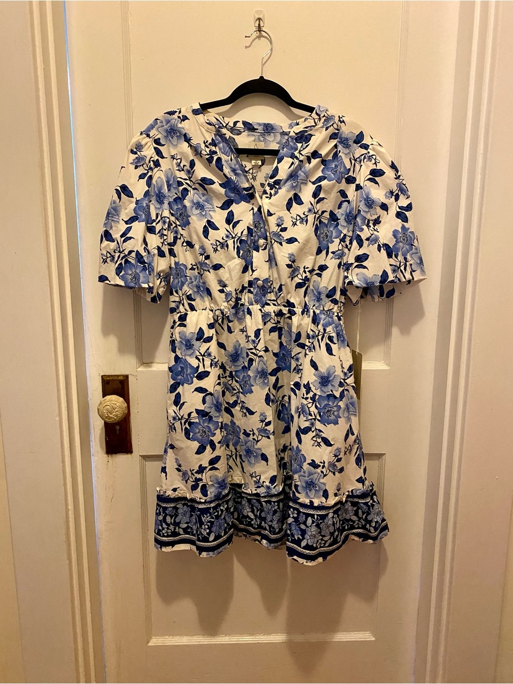 Joie White Dress with Blue Floral Print